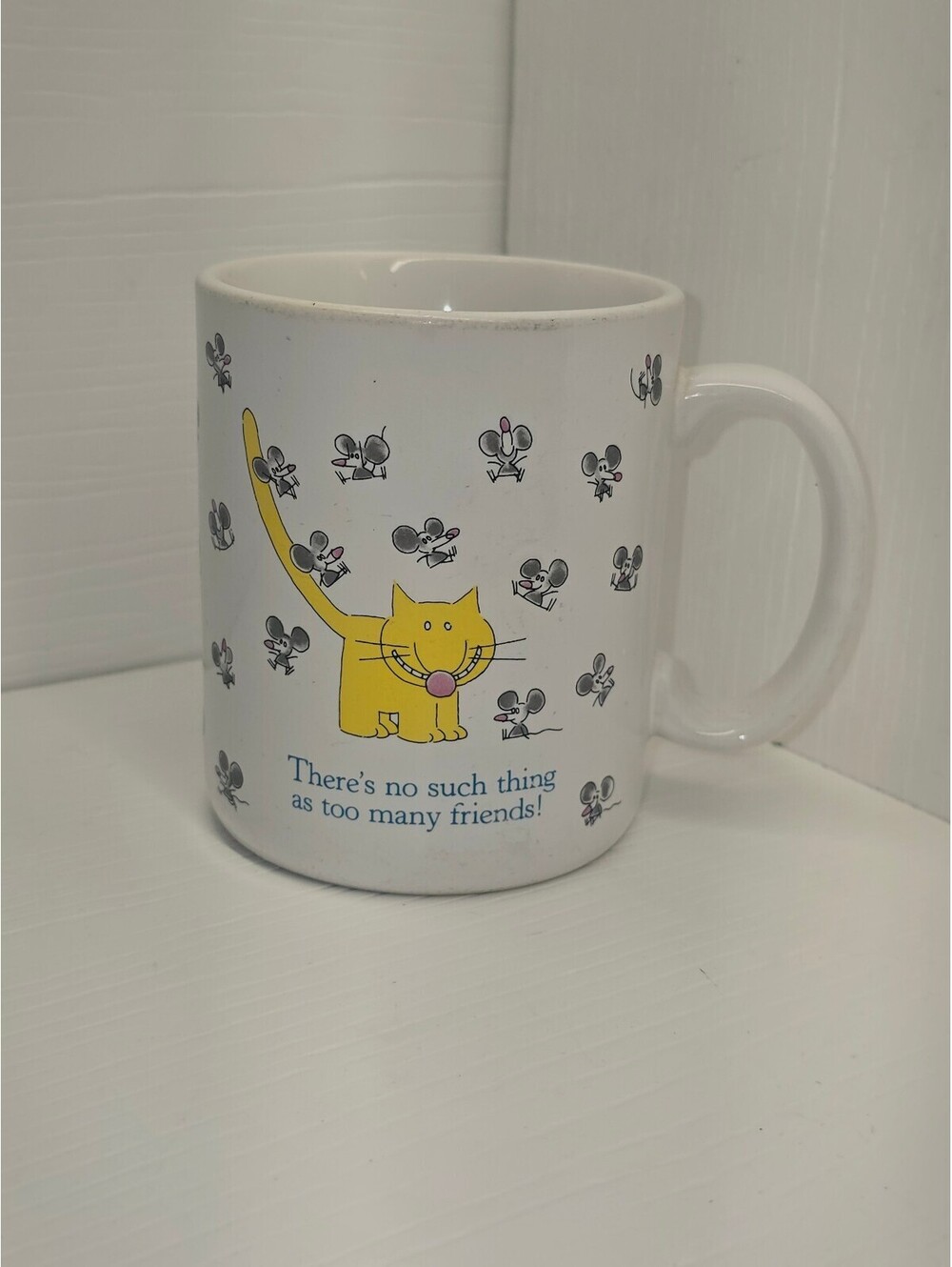 Vintage Hallmark Ceramic Mug Cat & Mice Theres No Such Thing As Too Many Friends